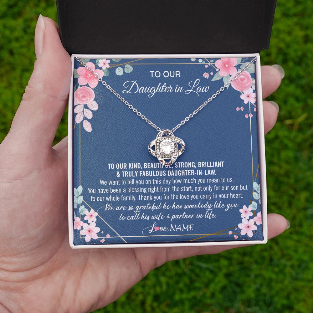 Personalized To Our Daughter In Law Necklace On Wedding Day For Bride From Mother In Law Daughter In Law Jewelry Wedding Day Customized Gift Box Message Card