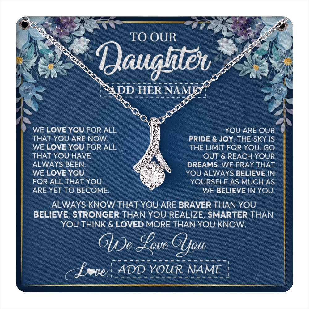 Personalized To Our Daughter Necklace Gift From Parent Mom Dad Mother Father We Love You Daughter Birthday Graduation Christmas Gift Box Message Card