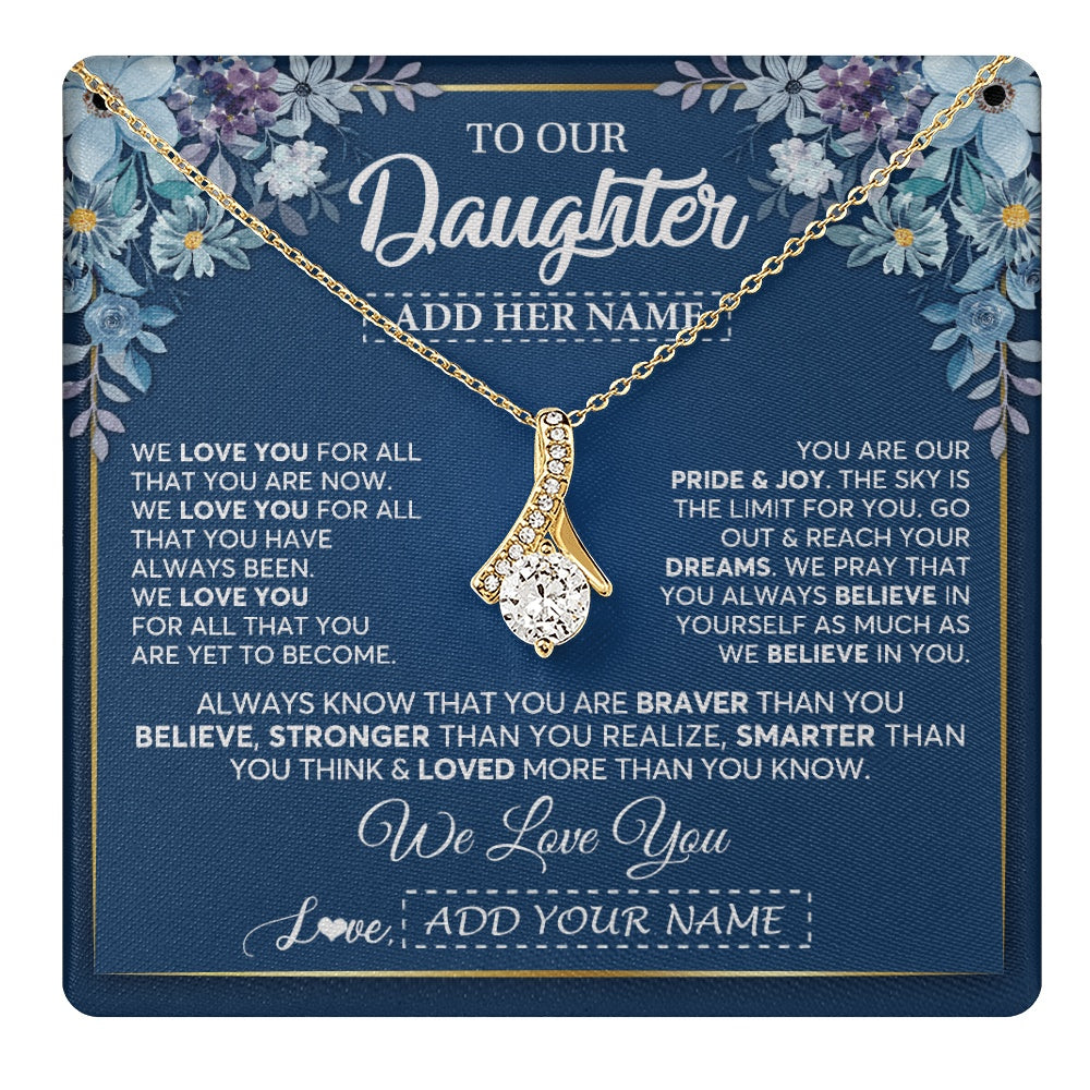 Personalized To Our Daughter Necklace Gift From Parent Mom Dad Mother Father We Love You Daughter Birthday Graduation Christmas Gift Box Message Card
