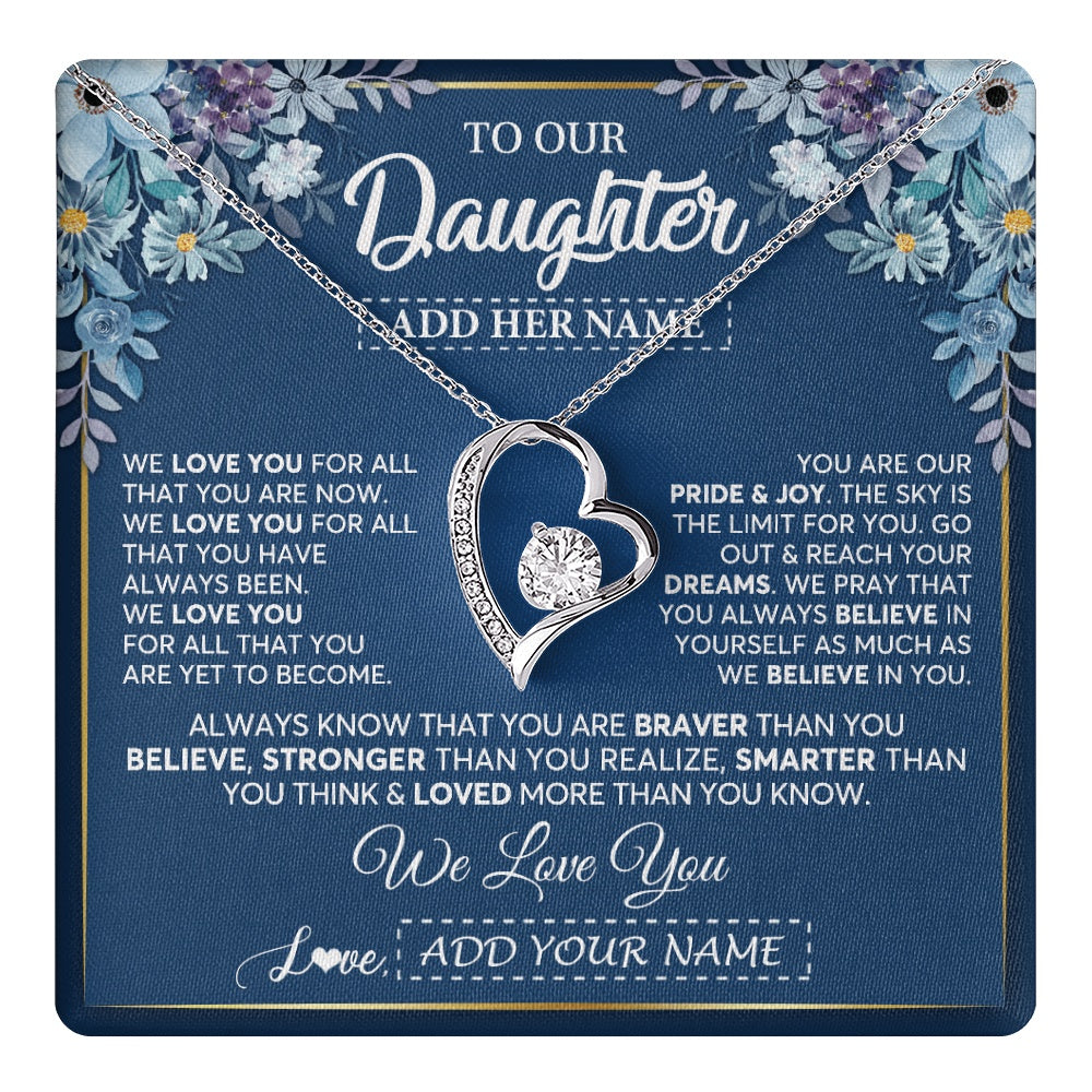 Personalized To Our Daughter Necklace Gift From Parent Mom Dad Mother Father We Love You Daughter Birthday Graduation Christmas Gift Box Message Card