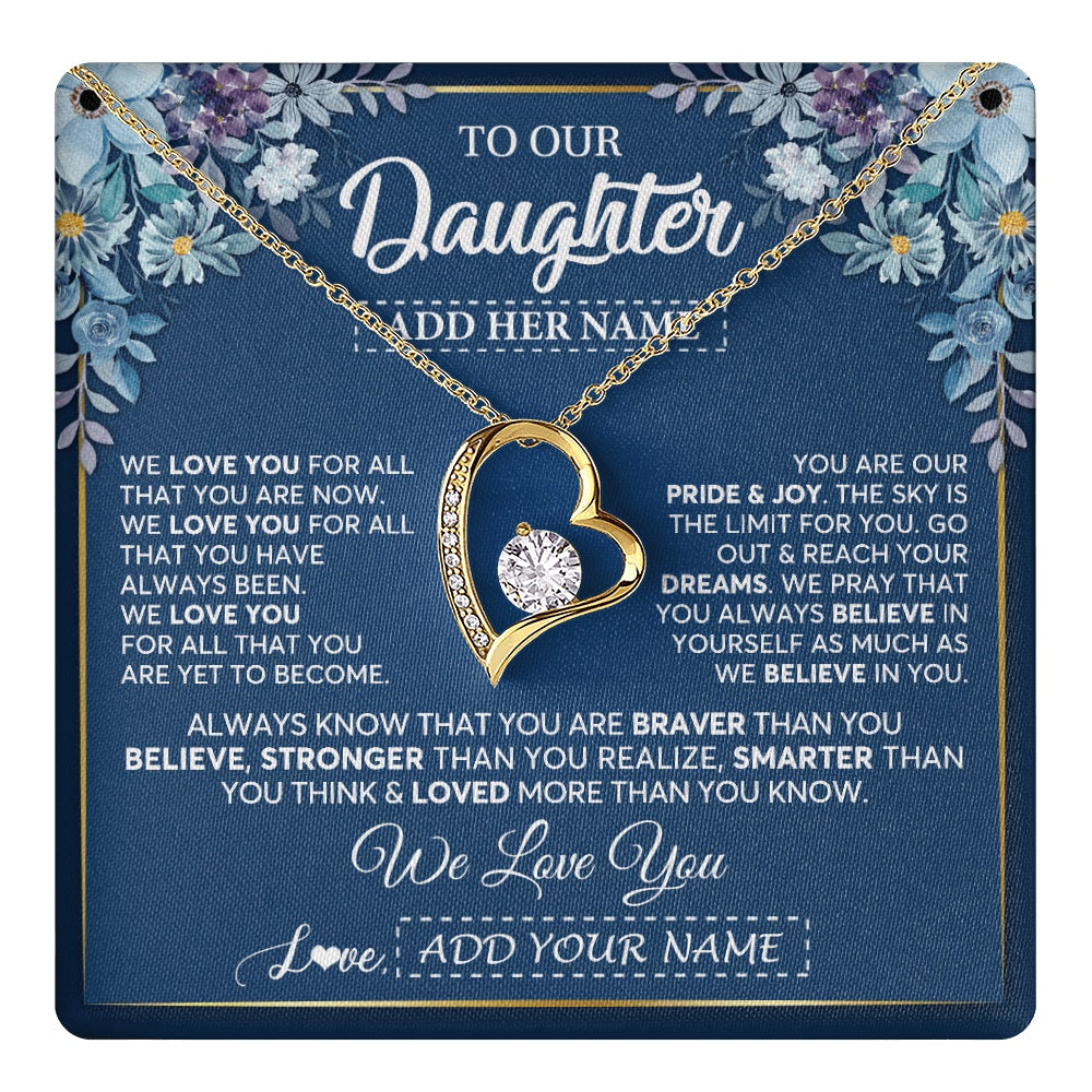 Personalized To Our Daughter Necklace Gift From Parent Mom Dad Mother Father We Love You Daughter Birthday Graduation Christmas Gift Box Message Card