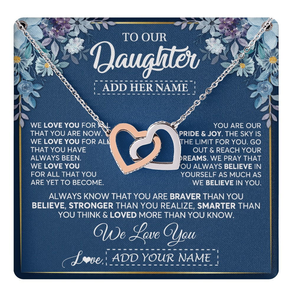 Personalized To Our Daughter Necklace Gift From Parent Mom Dad Mother Father We Love You Daughter Birthday Graduation Christmas Gift Box Message Card