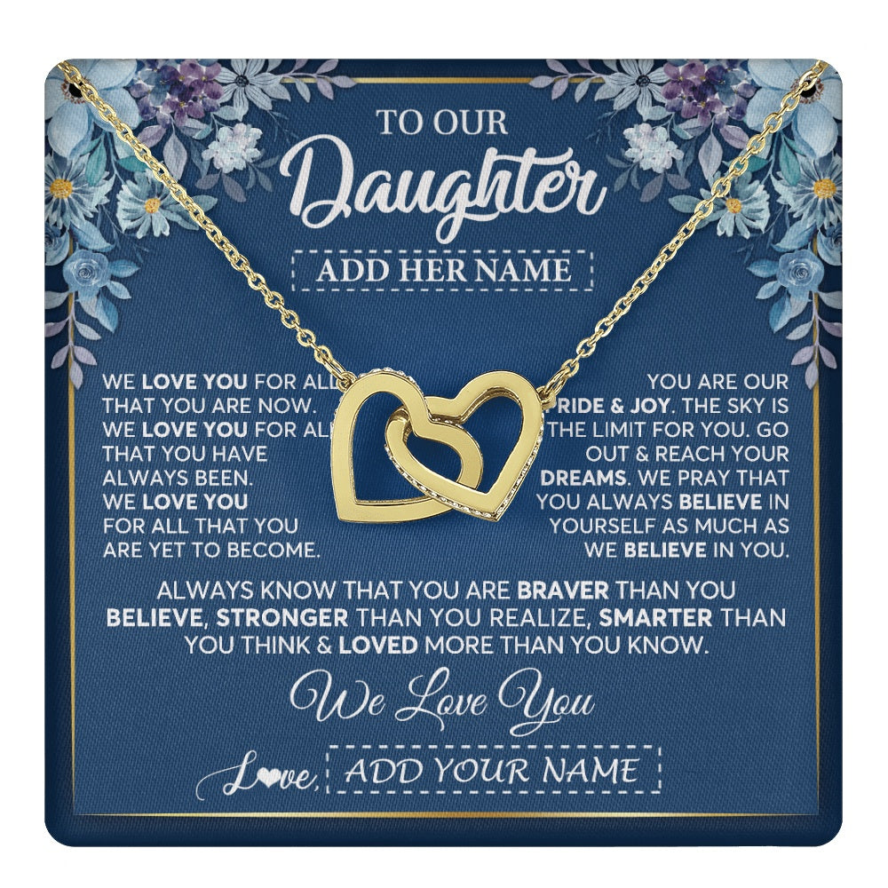 Personalized To Our Daughter Necklace Gift From Parent Mom Dad Mother Father We Love You Daughter Birthday Graduation Christmas Gift Box Message Card