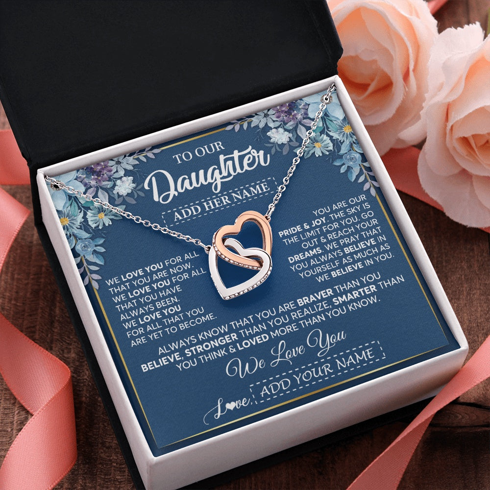 Personalized To Our Daughter Necklace Gift From Parent Mom Dad Mother Father We Love You Daughter Birthday Graduation Christmas Gift Box Message Card