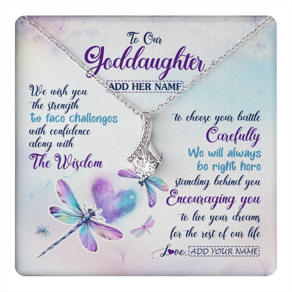 Personalized To Our Goddaughter Gifts Necklace From Godmother Always Be Right Here Dragonfly Birthday For Goddaughter Christmas Jewelry Gift Box Message Card