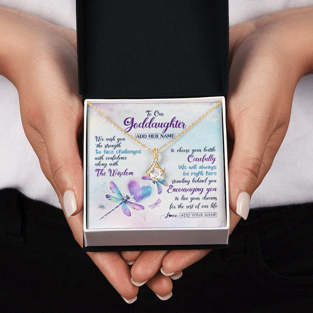 Personalized To Our Goddaughter Gifts Necklace From Godmother Always Be Right Here Dragonfly Birthday For Goddaughter Christmas Jewelry Gift Box Message Card