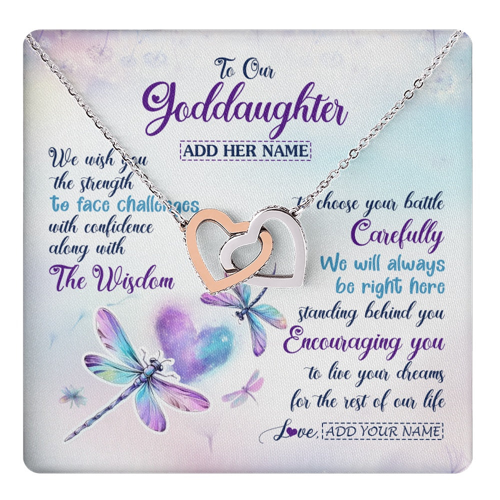 Personalized To Our Goddaughter Gifts Necklace From Godmother Always Be Right Here Dragonfly Birthday For Goddaughter Christmas Jewelry Gift Box Message Card