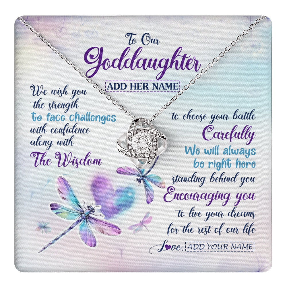 Personalized To Our Goddaughter Gifts Necklace From Godmother Always Be Right Here Dragonfly Birthday For Goddaughter Christmas Jewelry Gift Box Message Card