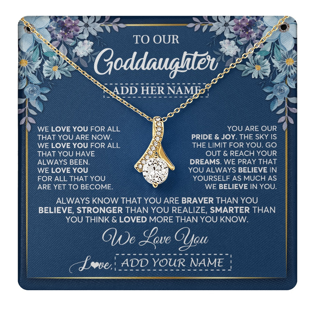 Personalized To Our Goddaughter Necklace Gift From Godmother Uncle We Love You Goddaughter Birthday Graduation Christmas Custom Gift Box Message Card