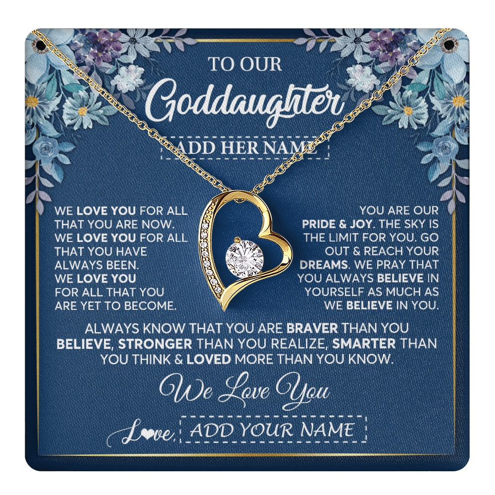 Personalized To Our Goddaughter Necklace Gift From Godmother Uncle We Love You Goddaughter Birthday Graduation Christmas Custom Gift Box Message Card