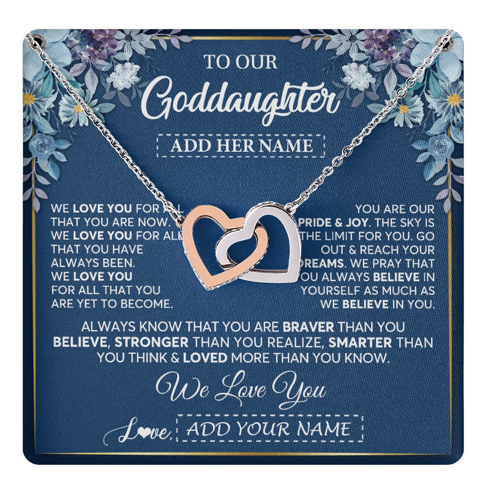 Personalized To Our Goddaughter Necklace Gift From Godmother Uncle We Love You Goddaughter Birthday Graduation Christmas Custom Gift Box Message Card