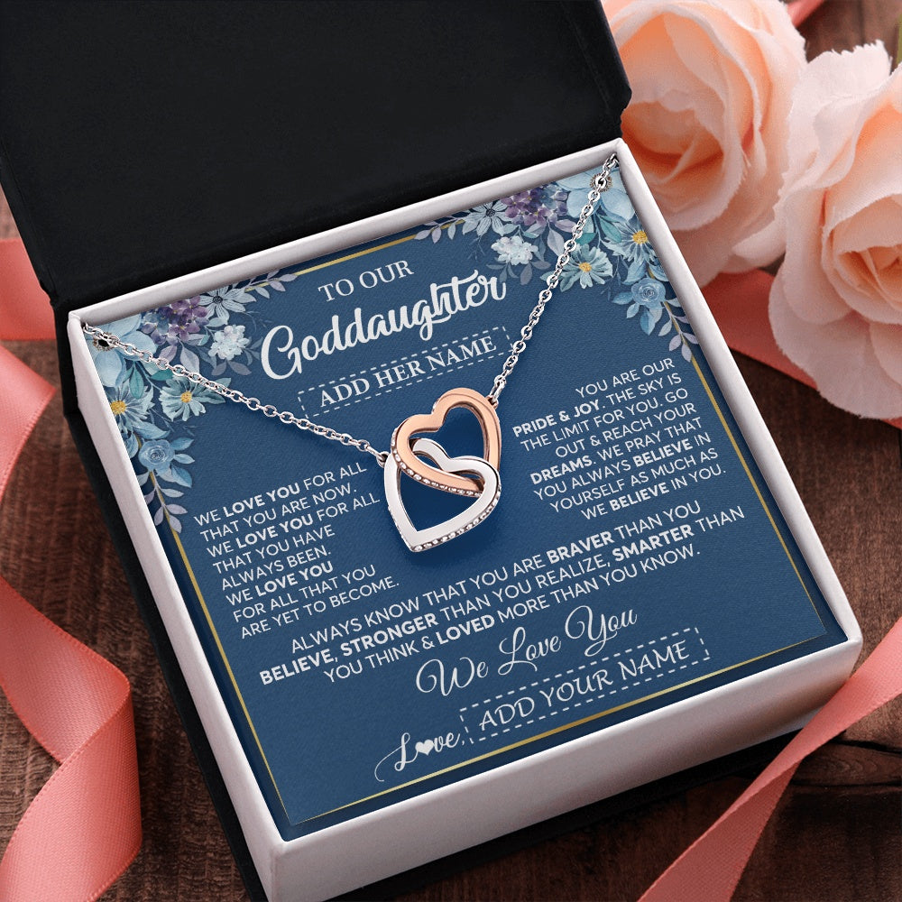 Personalized To Our Goddaughter Necklace Gift From Godmother Uncle We Love You Goddaughter Birthday Graduation Christmas Custom Gift Box Message Card