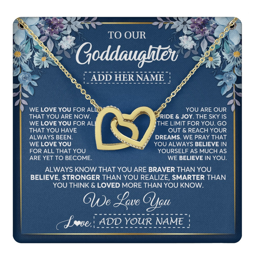 Personalized To Our Goddaughter Necklace Gift From Godmother Uncle We Love You Goddaughter Birthday Graduation Christmas Custom Gift Box Message Card