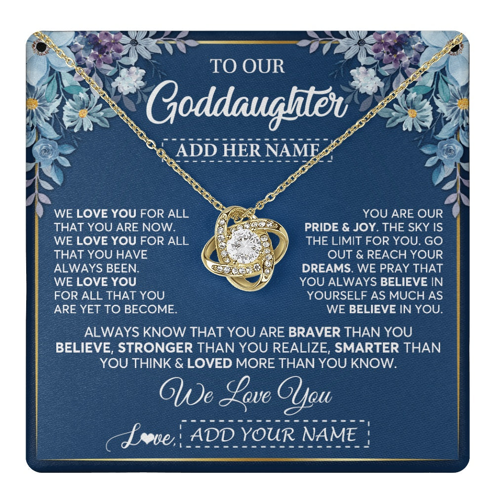 Personalized To Our Goddaughter Necklace Gift From Godmother Uncle We Love You Goddaughter Birthday Graduation Christmas Custom Gift Box Message Card