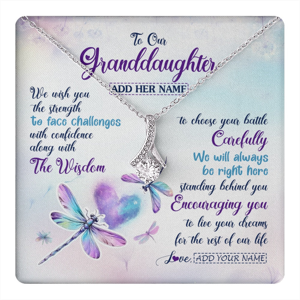Personalized To Our Granddaughter Gifts Necklace From Grandma Grandpa Always Be Right Here Dragonfly Birthday For Granddaughter Christmas Gift Box Message Card