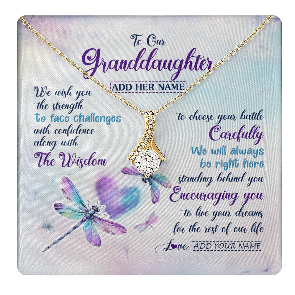 Personalized To Our Granddaughter Gifts Necklace From Grandma Grandpa Always Be Right Here Dragonfly Birthday For Granddaughter Christmas Gift Box Message Card