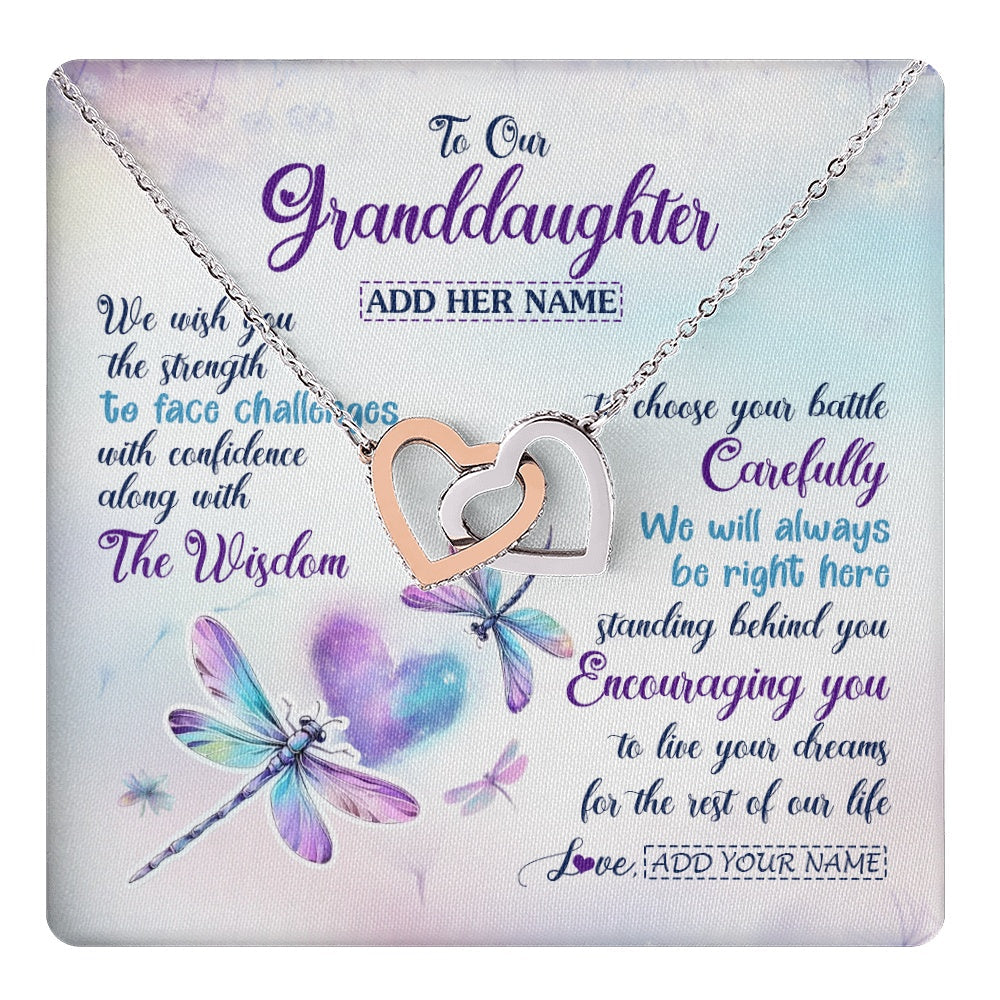 Personalized To Our Granddaughter Gifts Necklace From Grandma Grandpa Always Be Right Here Dragonfly Birthday For Granddaughter Christmas Gift Box Message Card