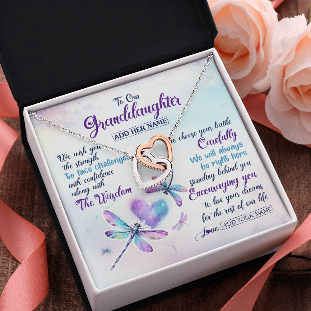 Personalized To Our Granddaughter Gifts Necklace From Grandma Grandpa Always Be Right Here Dragonfly Birthday For Granddaughter Christmas Gift Box Message Card
