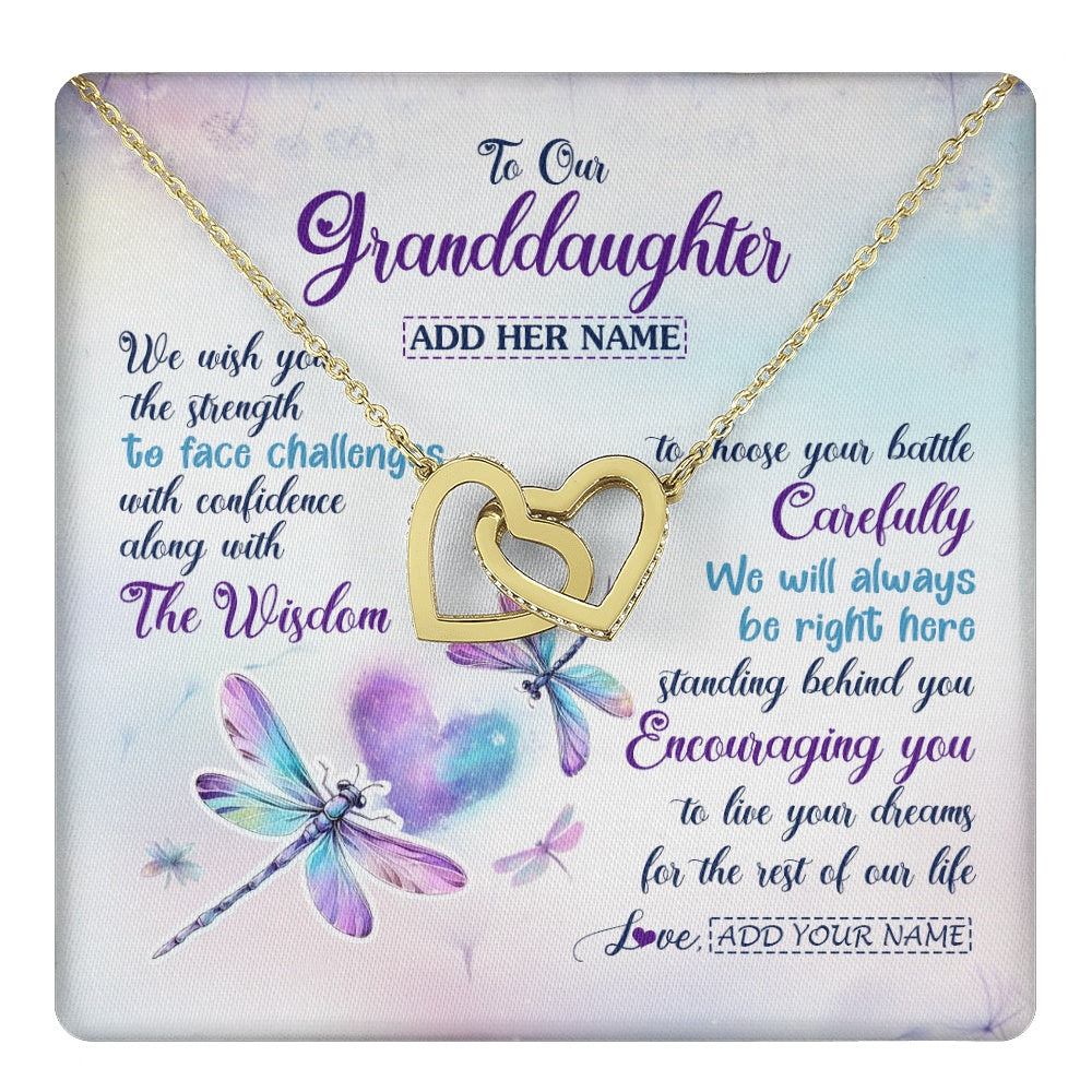 Personalized To Our Granddaughter Gifts Necklace From Grandma Grandpa Always Be Right Here Dragonfly Birthday For Granddaughter Christmas Gift Box Message Card
