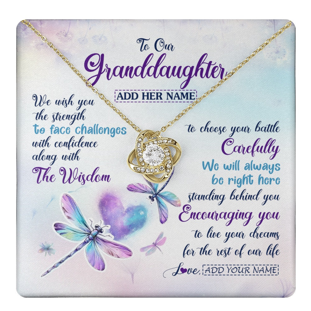 Personalized To Our Granddaughter Gifts Necklace From Grandma Grandpa Always Be Right Here Dragonfly Birthday For Granddaughter Christmas Gift Box Message Card