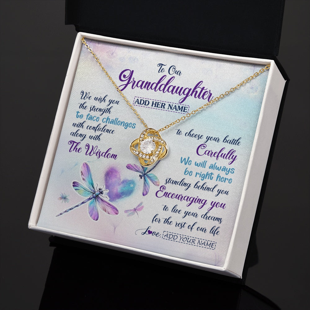 Personalized To Our Granddaughter Gifts Necklace From Grandma Grandpa Always Be Right Here Dragonfly Birthday For Granddaughter Christmas Gift Box Message Card