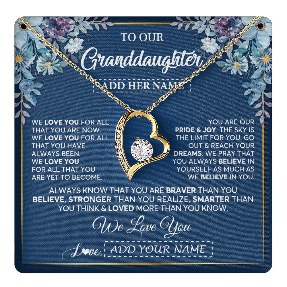 Personalized To Our Granddaughter Necklace Gift From Granparents We Love You Granddaughter Birthday Graduation Christmas Custom Gift Box Message Card