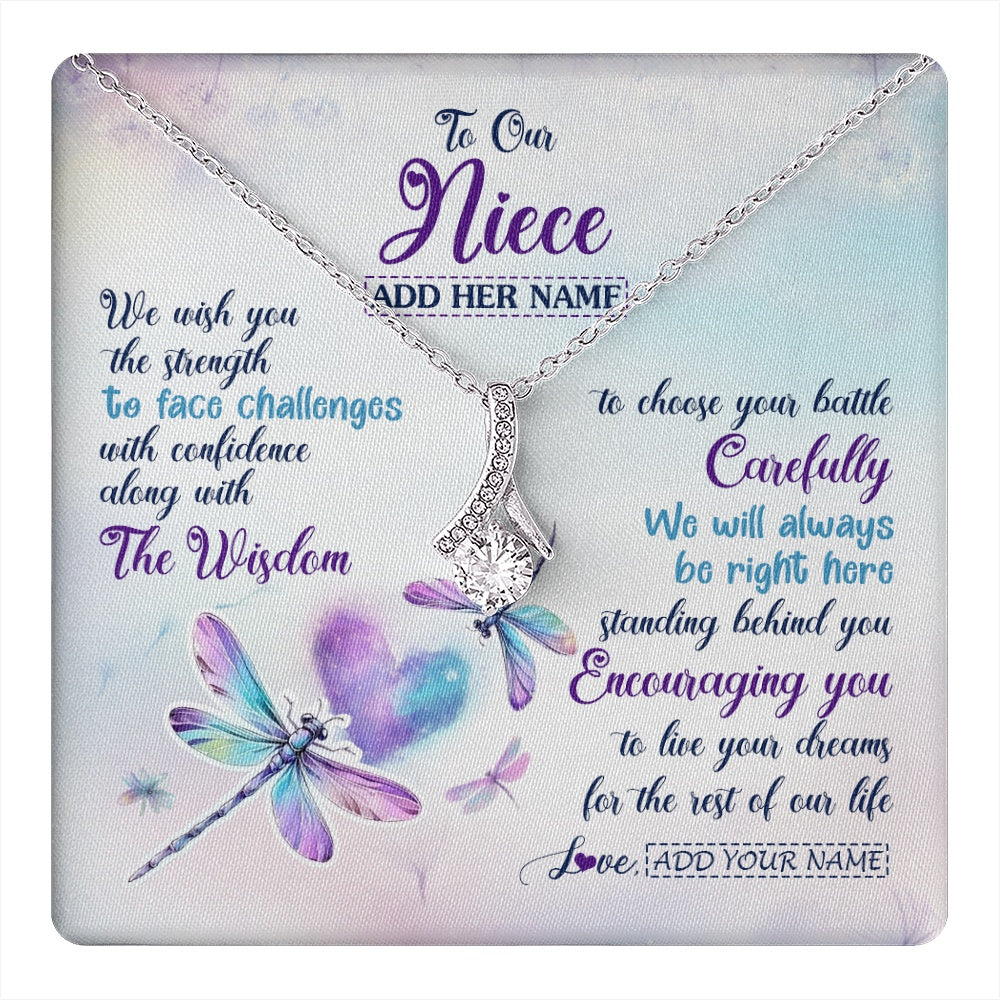Personalized To Our Niece Gifts Necklace From Aunt Uncle Always Be Right Here Dragonfly Birthday For Niece Christmas Custom Jewelry Gift Box Message Card