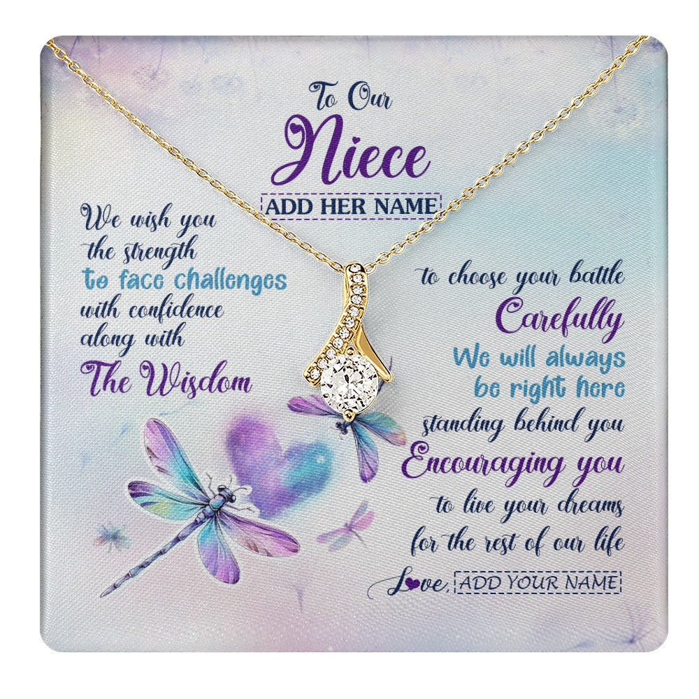Personalized To Our Niece Gifts Necklace From Aunt Uncle Always Be Right Here Dragonfly Birthday For Niece Christmas Custom Jewelry Gift Box Message Card