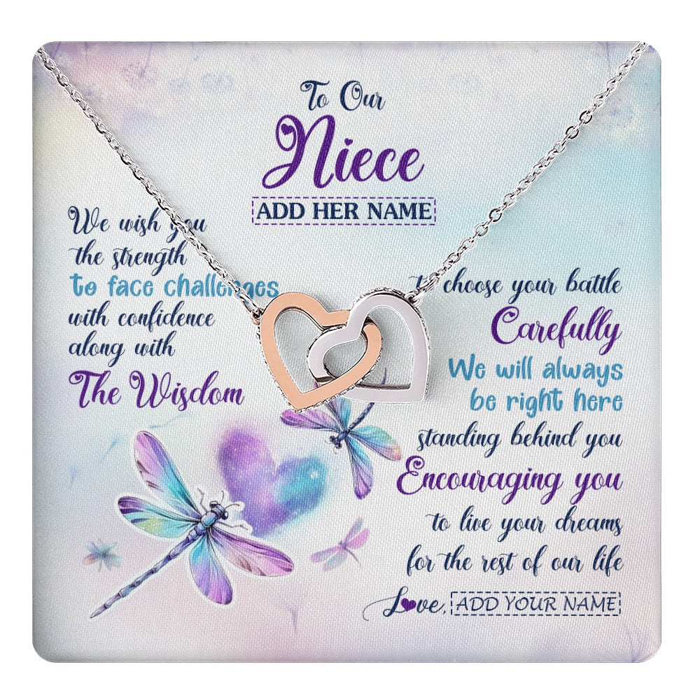 Personalized To Our Niece Gifts Necklace From Aunt Uncle Always Be Right Here Dragonfly Birthday For Niece Christmas Custom Jewelry Gift Box Message Card