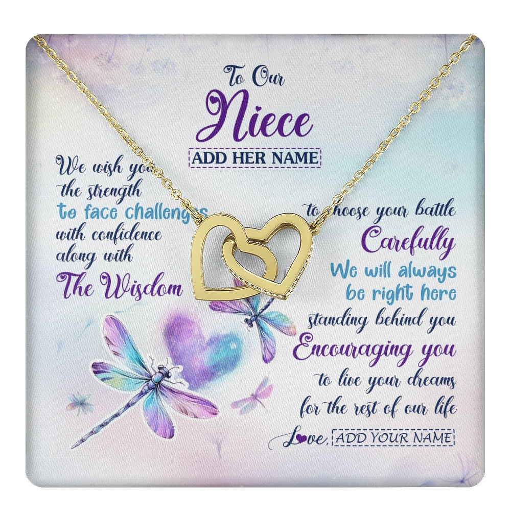 Personalized To Our Niece Gifts Necklace From Aunt Uncle Always Be Right Here Dragonfly Birthday For Niece Christmas Custom Jewelry Gift Box Message Card
