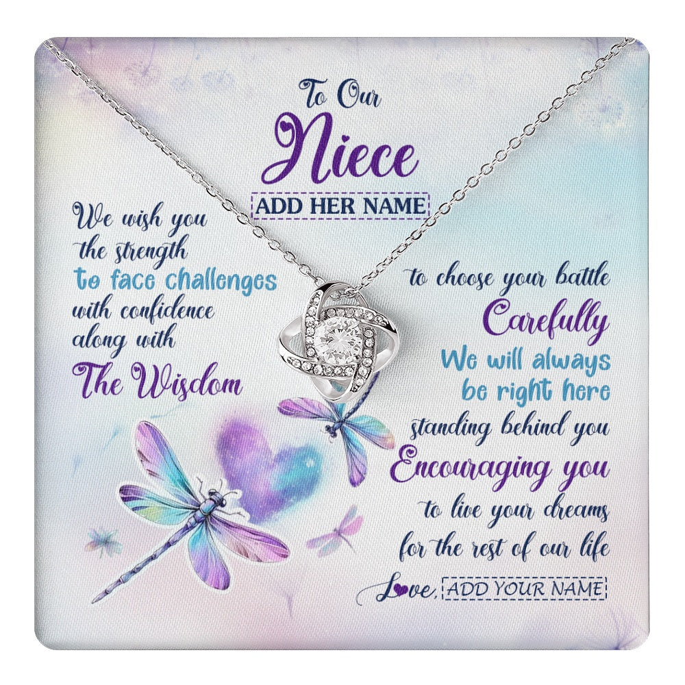 Personalized To Our Niece Gifts Necklace From Aunt Uncle Always Be Right Here Dragonfly Birthday For Niece Christmas Custom Jewelry Gift Box Message Card