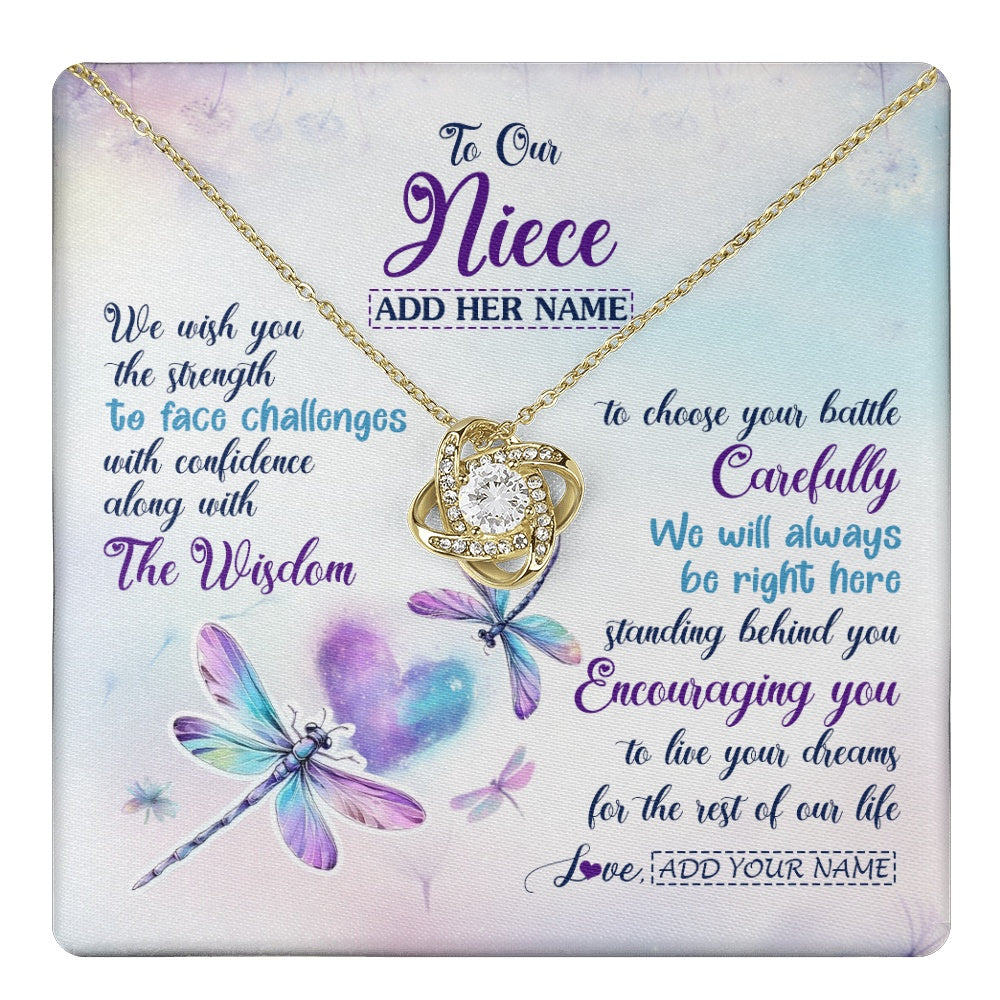 Personalized To Our Niece Gifts Necklace From Aunt Uncle Always Be Right Here Dragonfly Birthday For Niece Christmas Custom Jewelry Gift Box Message Card