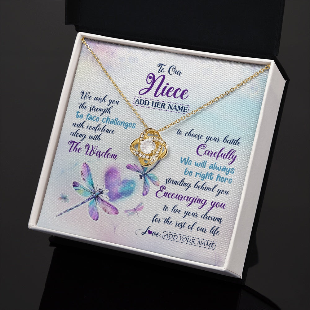Personalized To Our Niece Gifts Necklace From Aunt Uncle Always Be Right Here Dragonfly Birthday For Niece Christmas Custom Jewelry Gift Box Message Card