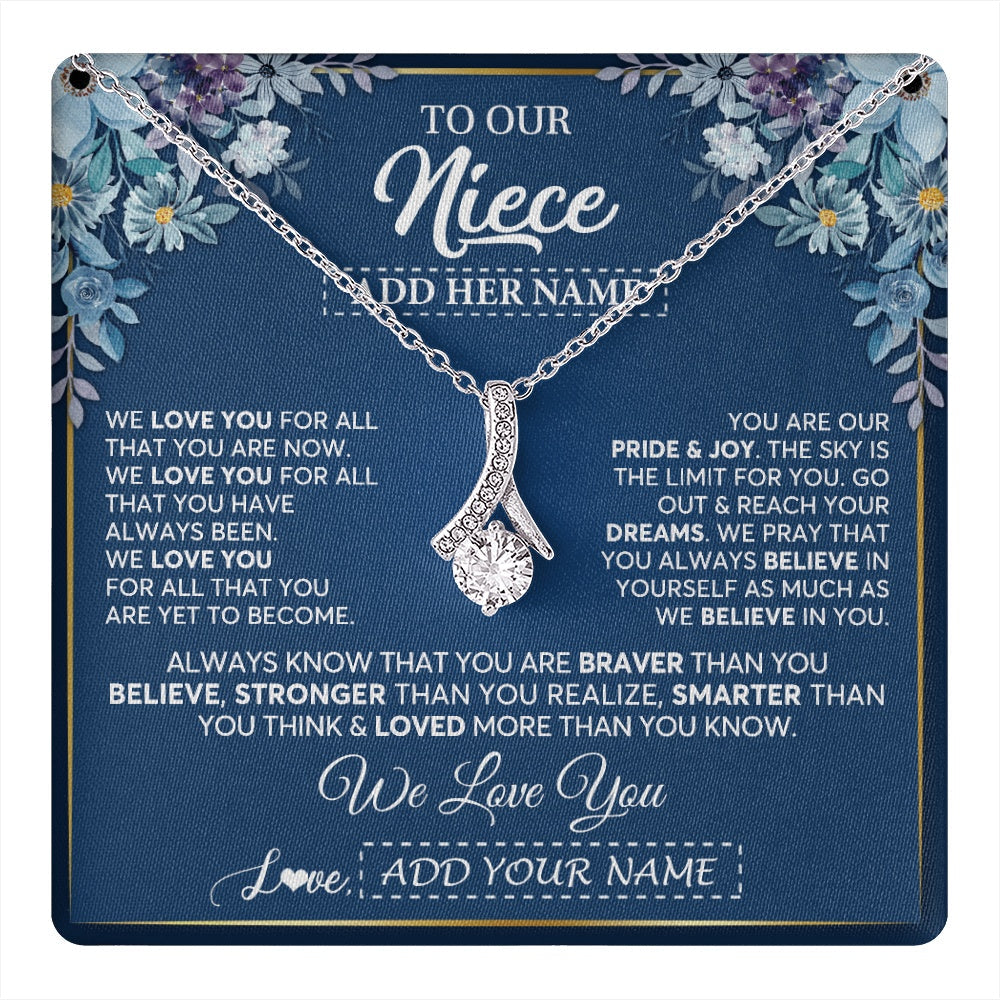 Personalized To Our Niece Necklace Gift From Uncle Aunt We Love You Niece Birthday Graduation Christmas Pendant Custom Gift Box Message Card