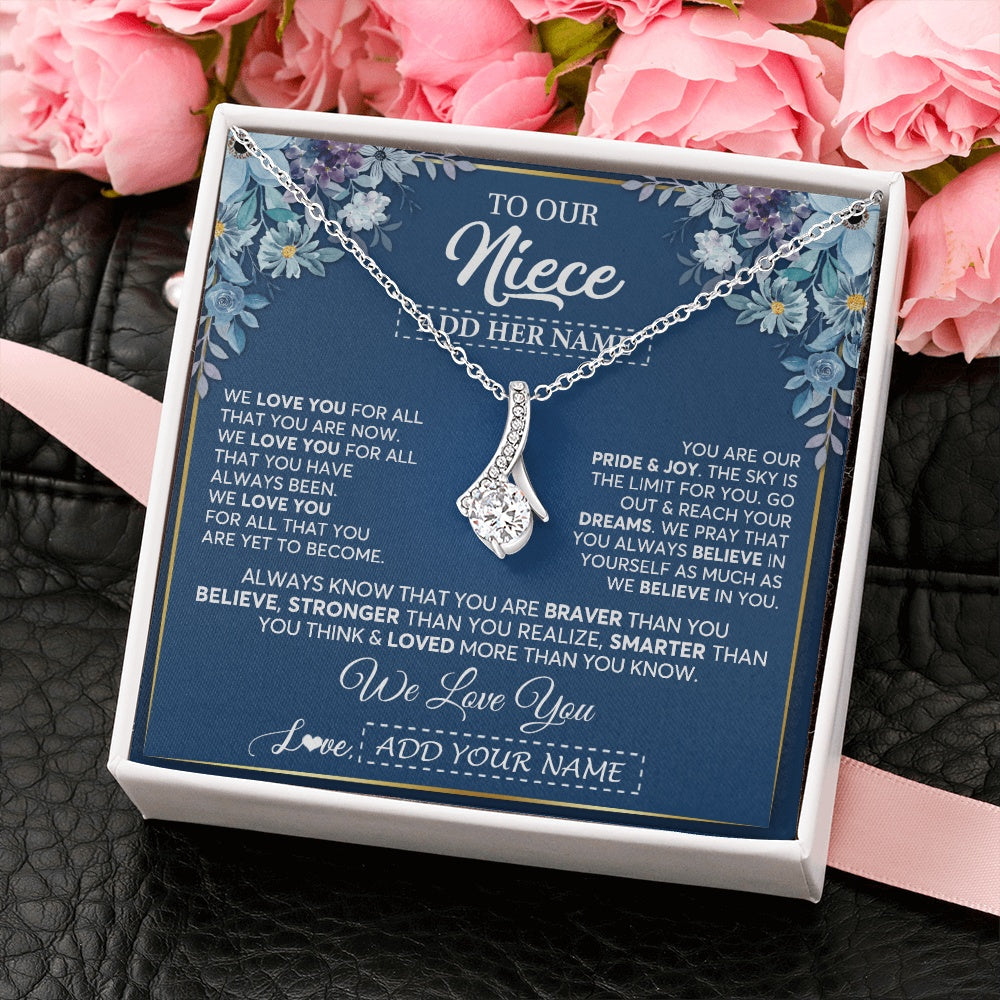 Personalized To Our Niece Necklace Gift From Uncle Aunt We Love You Niece Birthday Graduation Christmas Pendant Custom Gift Box Message Card