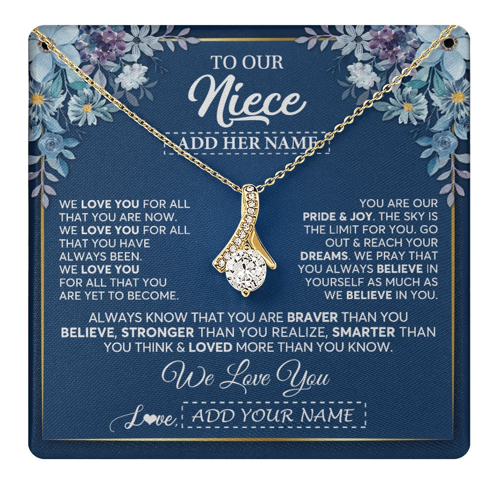 Personalized To Our Niece Necklace Gift From Uncle Aunt We Love You Niece Birthday Graduation Christmas Pendant Custom Gift Box Message Card