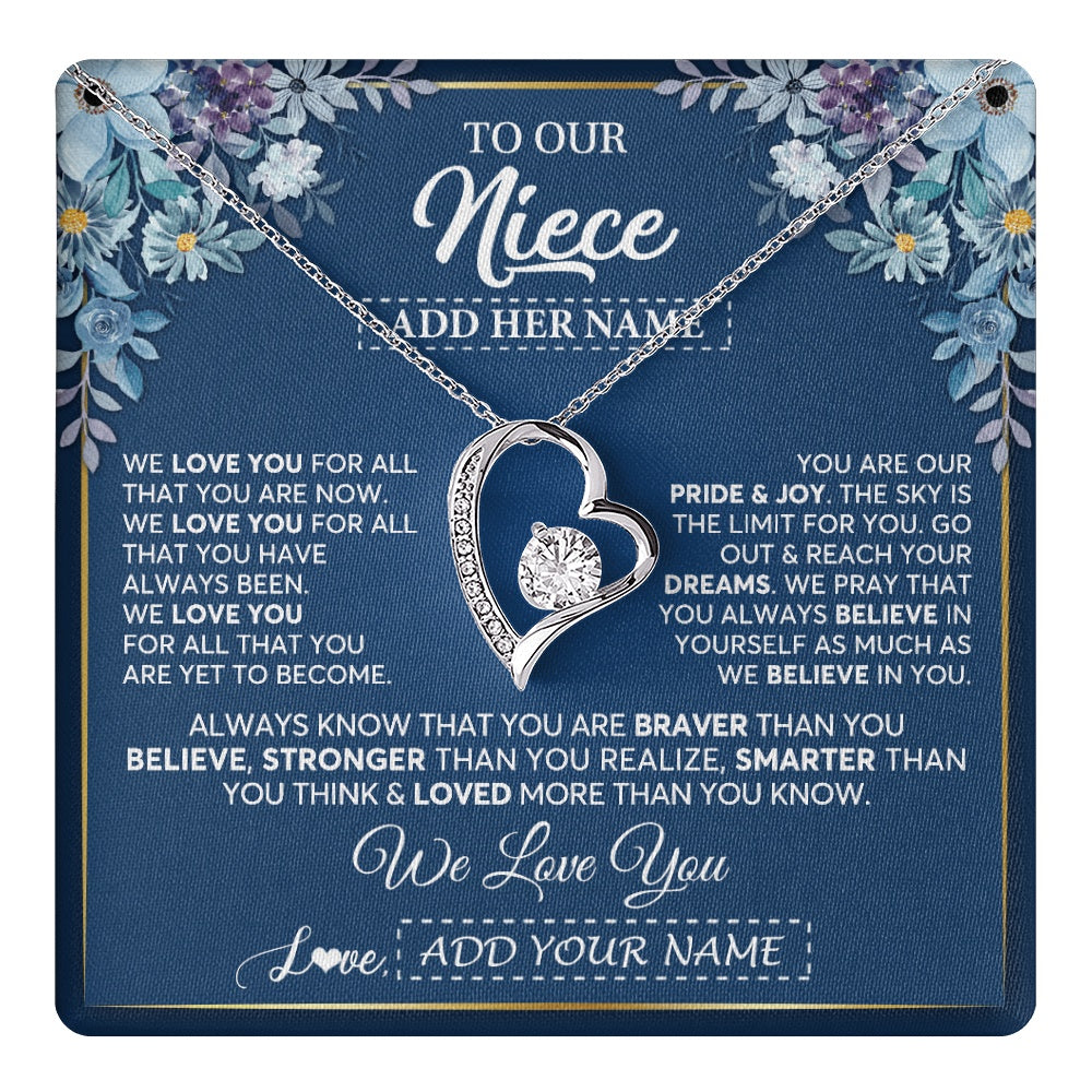 Personalized To Our Niece Necklace Gift From Uncle Aunt We Love You Niece Birthday Graduation Christmas Pendant Custom Gift Box Message Card
