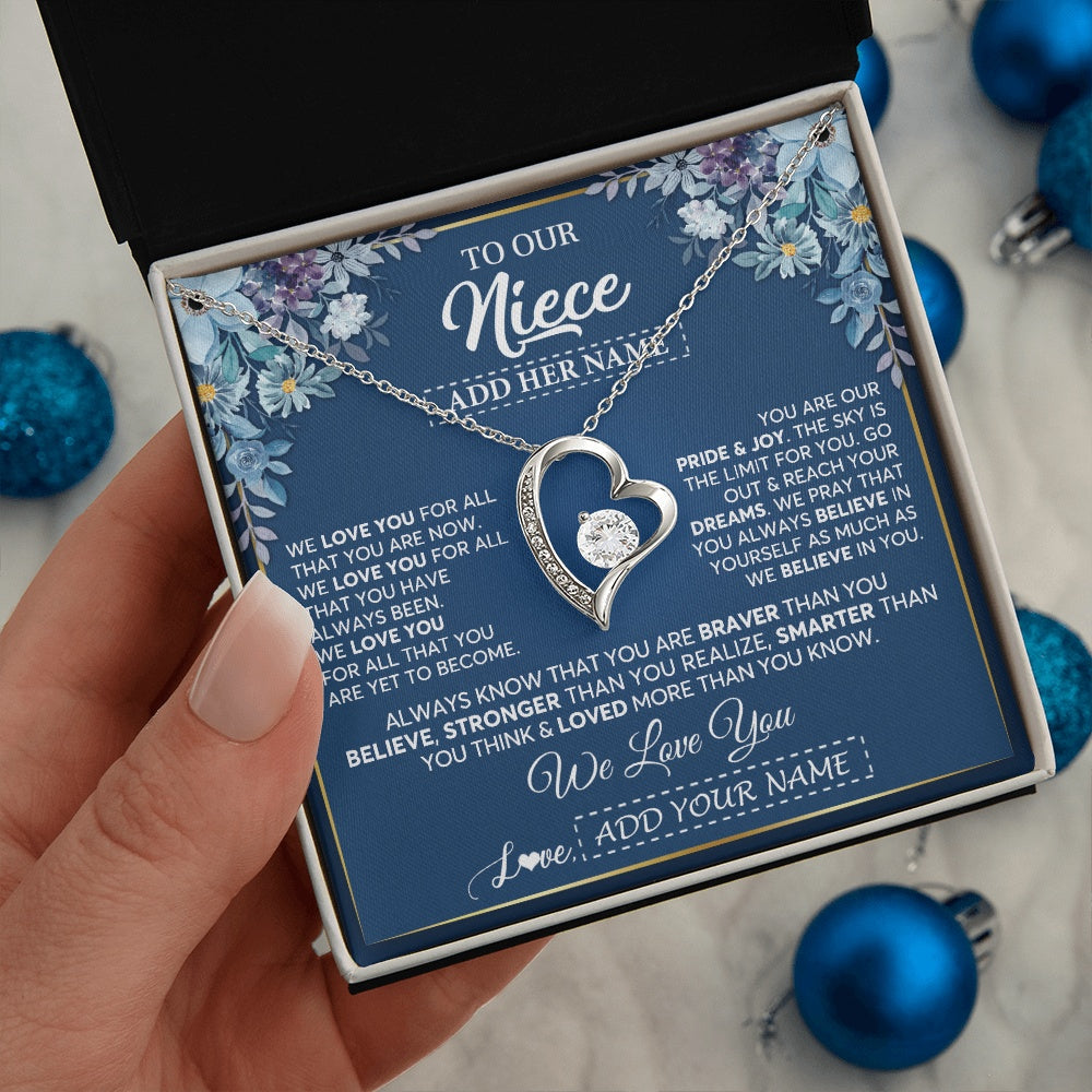Personalized To Our Niece Necklace Gift From Uncle Aunt We Love You Niece Birthday Graduation Christmas Pendant Custom Gift Box Message Card