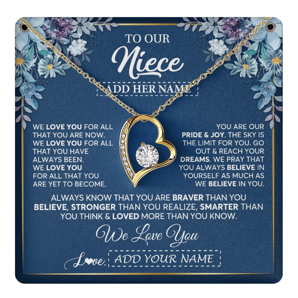 Personalized To Our Niece Necklace Gift From Uncle Aunt We Love You Niece Birthday Graduation Christmas Pendant Custom Gift Box Message Card