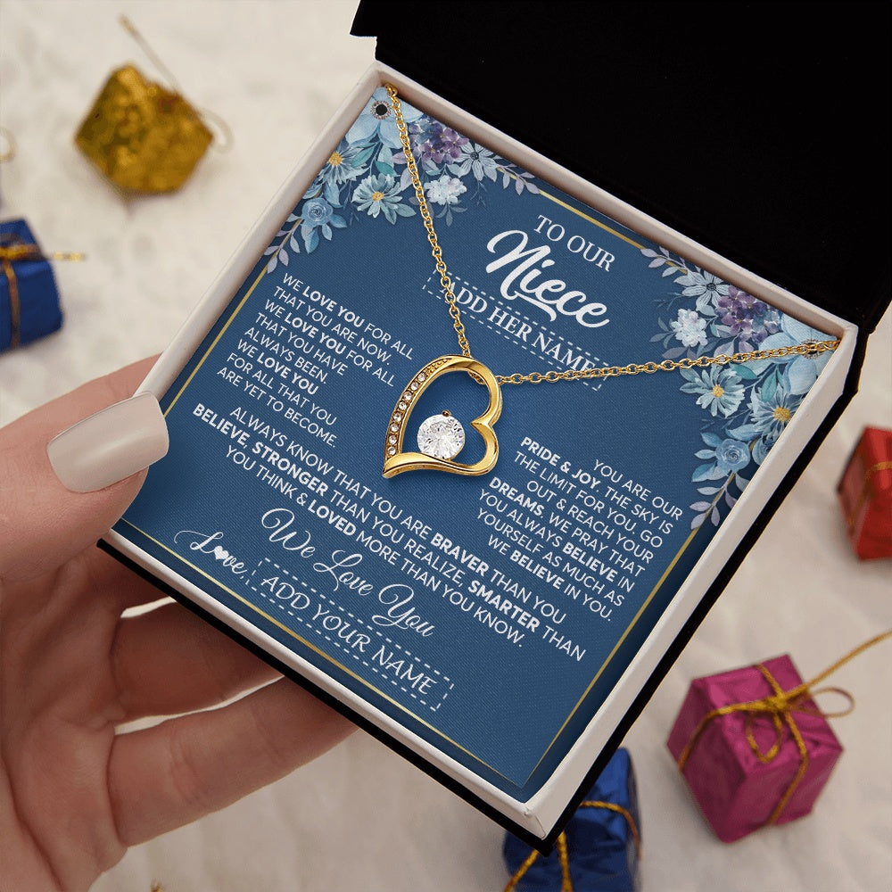Personalized To Our Niece Necklace Gift From Uncle Aunt We Love You Niece Birthday Graduation Christmas Pendant Custom Gift Box Message Card
