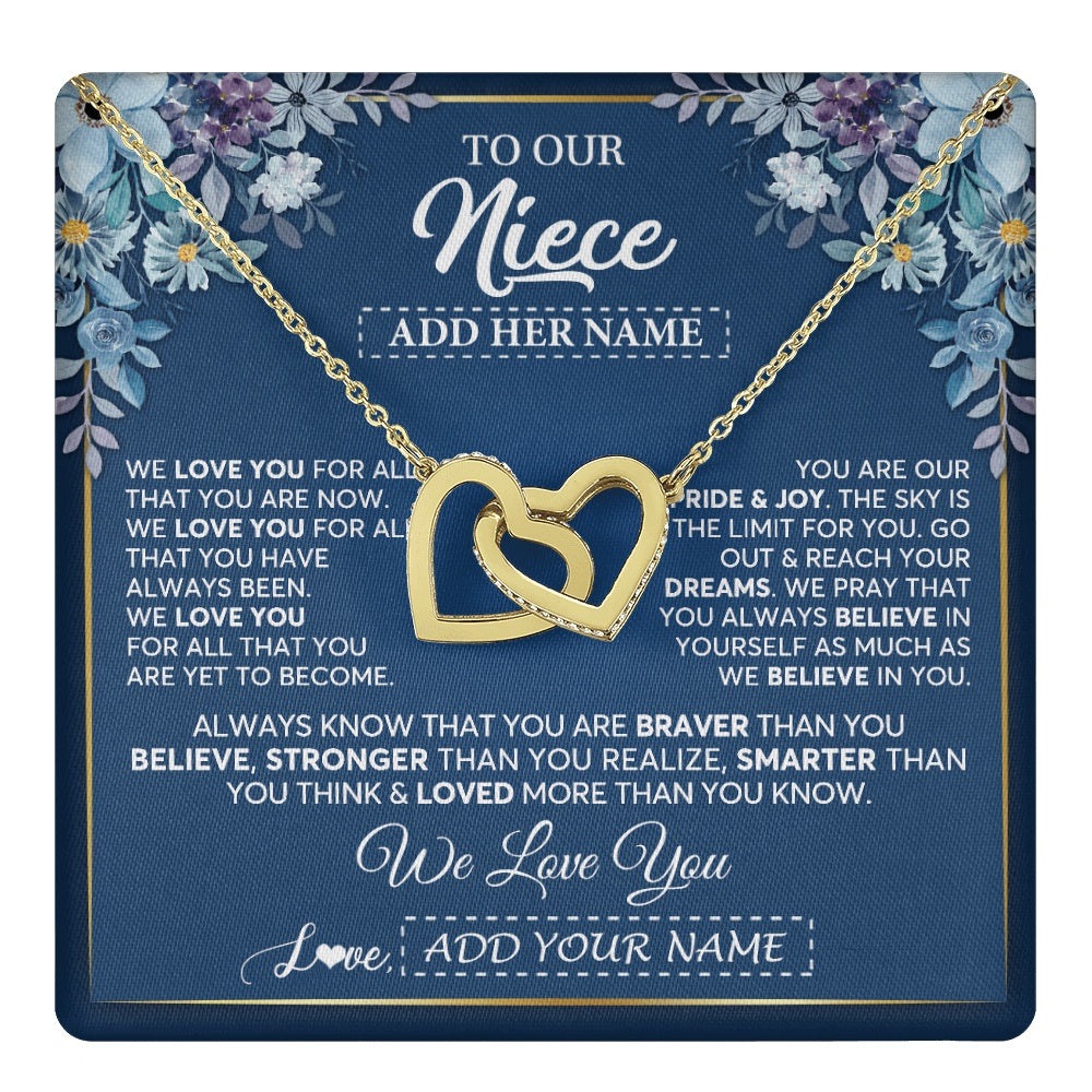Personalized To Our Niece Necklace Gift From Uncle Aunt We Love You Niece Birthday Graduation Christmas Pendant Custom Gift Box Message Card