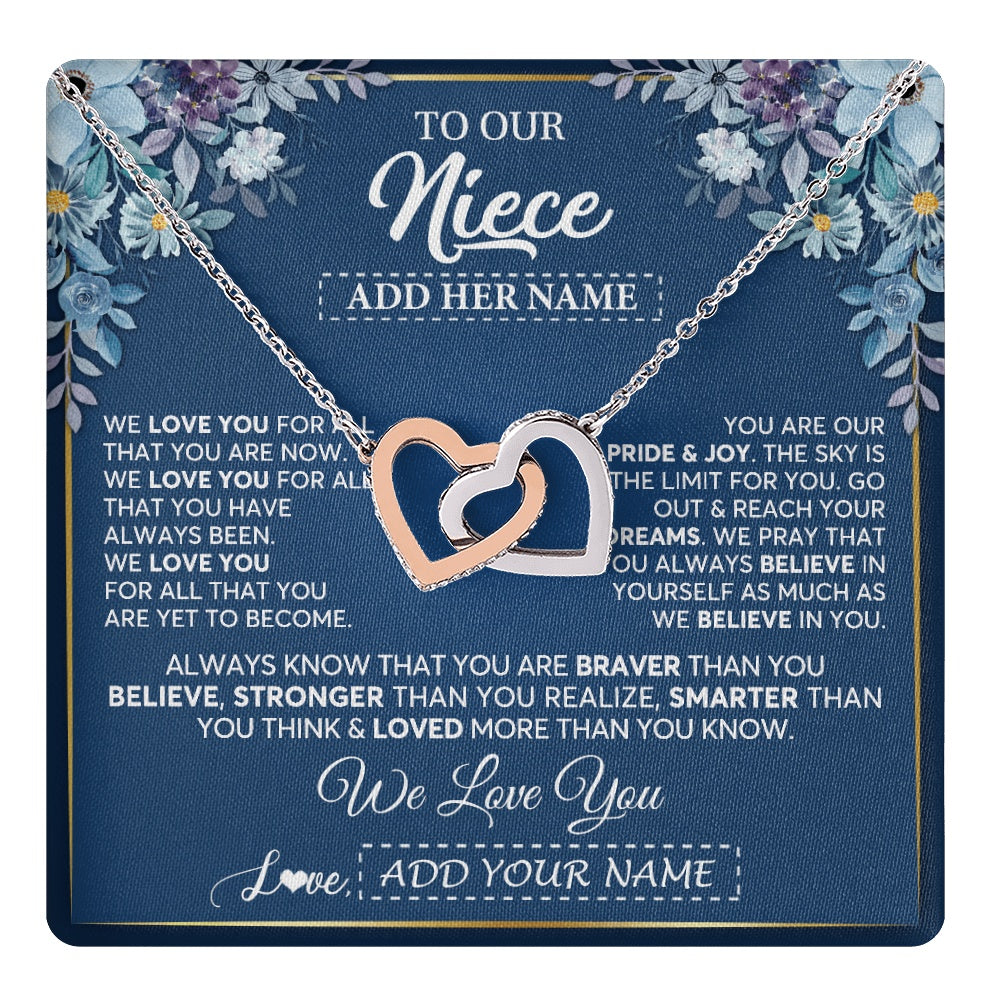 Personalized To Our Niece Necklace Gift From Uncle Aunt We Love You Niece Birthday Graduation Christmas Pendant Custom Gift Box Message Card