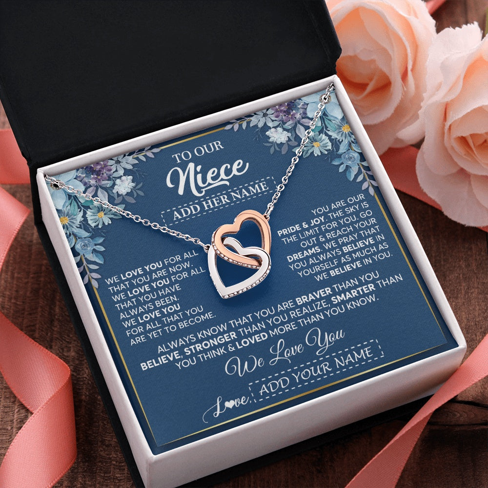 Personalized To Our Niece Necklace Gift From Uncle Aunt We Love You Niece Birthday Graduation Christmas Pendant Custom Gift Box Message Card