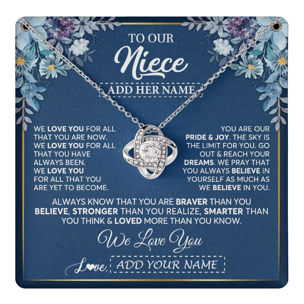 Personalized To Our Niece Necklace Gift From Uncle Aunt We Love You Niece Birthday Graduation Christmas Pendant Custom Gift Box Message Card