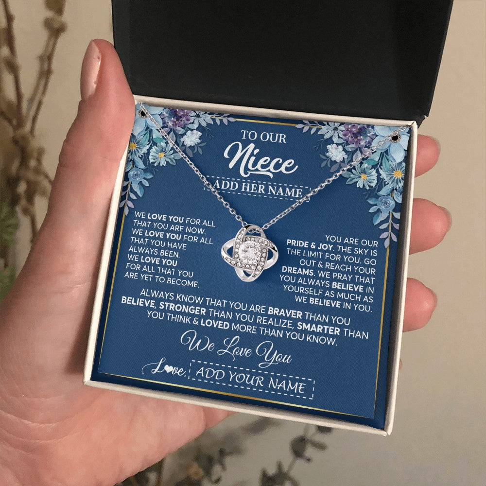 Personalized To Our Niece Necklace Gift From Uncle Aunt We Love You Niece Birthday Graduation Christmas Pendant Custom Gift Box Message Card