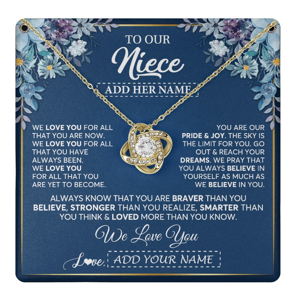 Personalized To Our Niece Necklace Gift From Uncle Aunt We Love You Niece Birthday Graduation Christmas Pendant Custom Gift Box Message Card