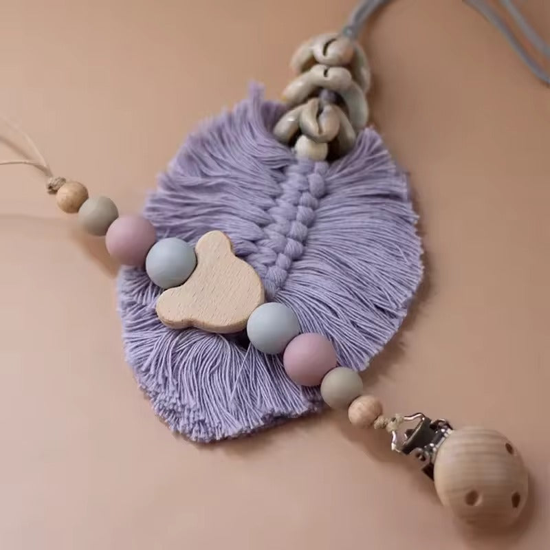 Custom Name Wooden Pacifier Clip – Personalized Baby Silicone Bead Soother Holder, Teething Chain, Newborn Gift