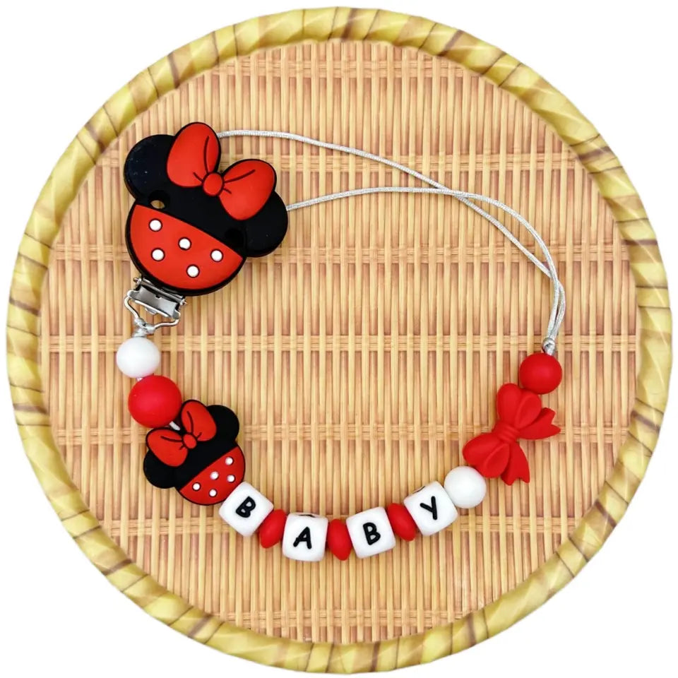 Personalized Baby Pacifier Clip – Custom Name Silicone Beads Teether Toy, Dummy Holder, Pacifier Chain Gift