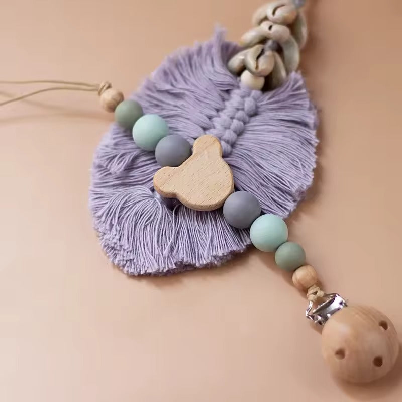 Custom Name Wooden Pacifier Clip – Personalized Baby Silicone Bead Soother Holder, Teething Chain, Newborn Gift