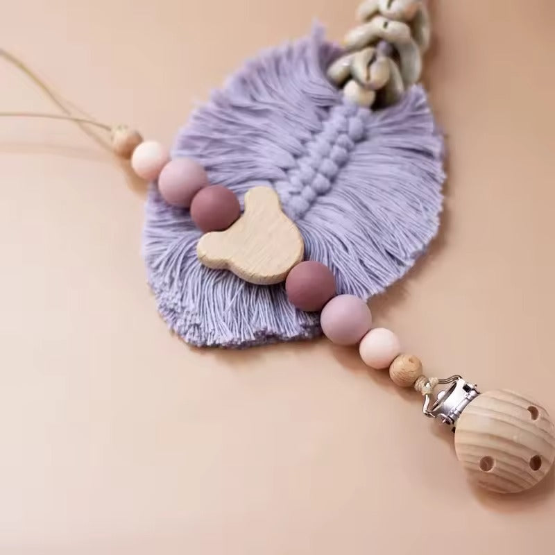 Custom Name Wooden Pacifier Clip – Personalized Baby Silicone Bead Soother Holder, Teething Chain, Newborn Gift